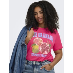 ONLY CARMAKOMA Jenny kortærmet t-shirt - Raspberry Granada