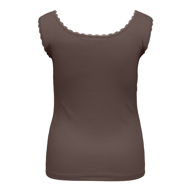 ONLY CARMAKOMA Fenja ærmeløs blonde top - Chocolate Martini