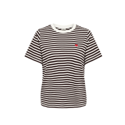 JDY Pisa S/S Print Top - Cloud Dancer / NEW STRIPE CHOCOLATE TORTE BS HEART