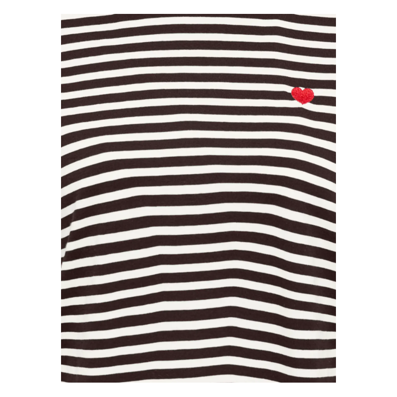 JDY Pisa S/S Print Top - Cloud Dancer / NEW STRIPE CHOCOLATE TORTE BS HEART