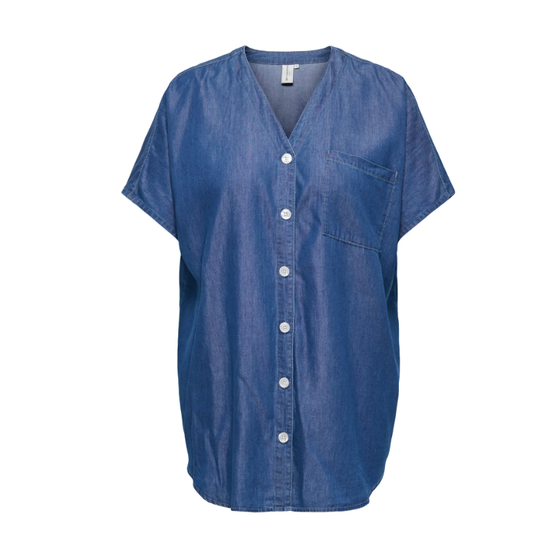 ONLY CARMAKOMA Bea kortærmet tunika - Medium Blue Denim
