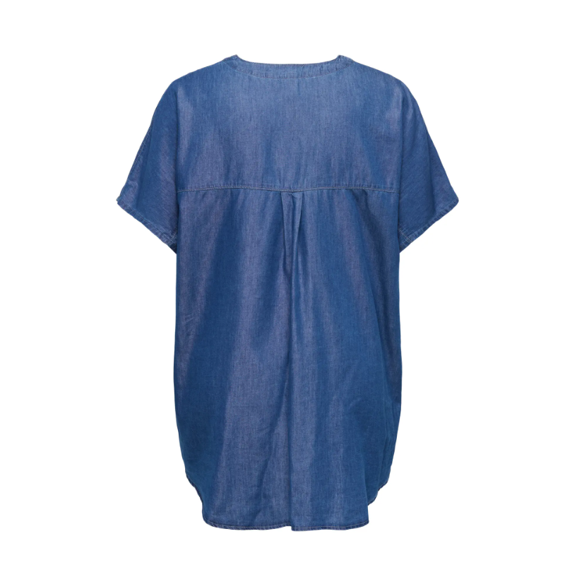 ONLY CARMAKOMA Bea kortærmet tunika - Medium Blue Denim