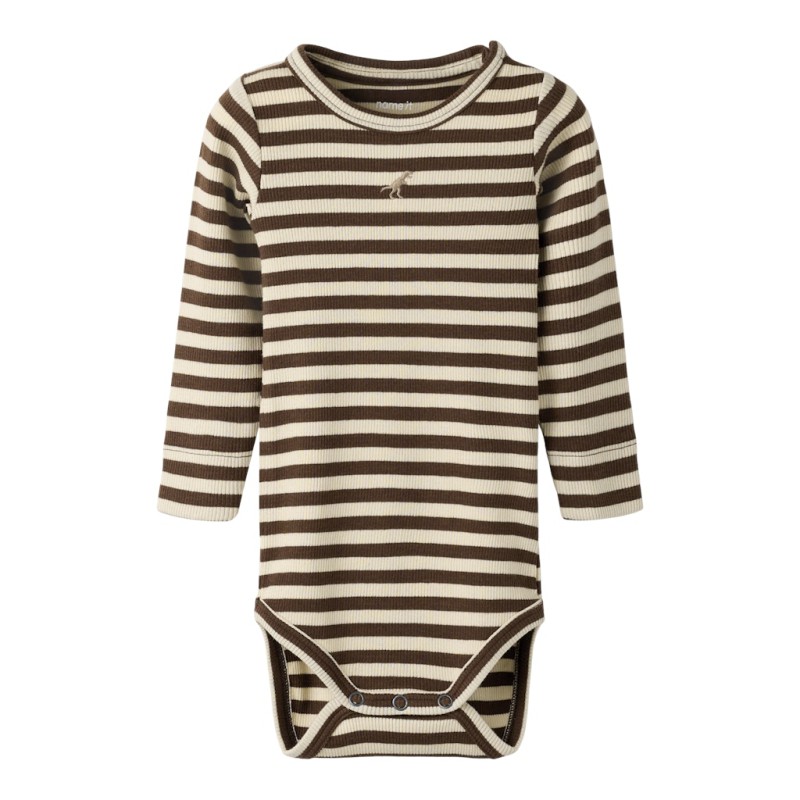 NAME IT BABY Jino langærmet body - Rocky Road