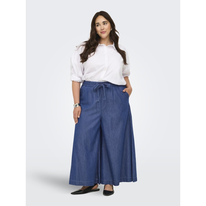 ONLY CARMAKOMA Bea palazzo wide bukser - Medium Blue Denim