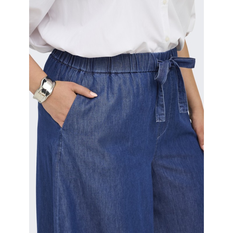 ONLY CARMAKOMA Bea palazzo wide bukser - Medium Blue Denim
