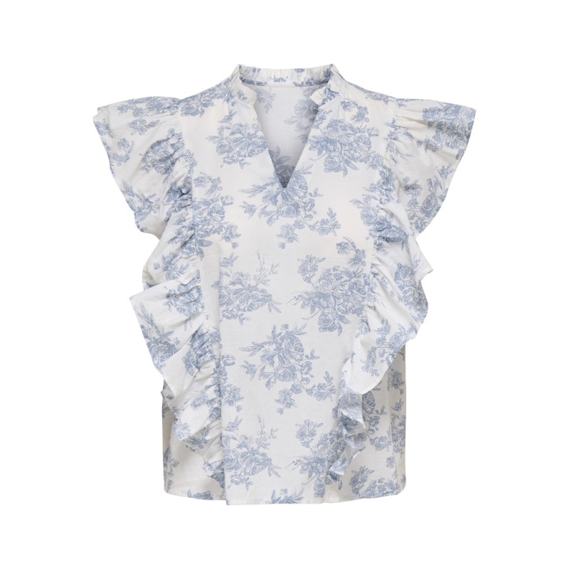 JDY Alberte ærmeløs frill top - Cloud Dancer