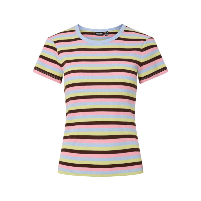 PIECES May kortærmet stribede t-shirt - Cashmere Blue