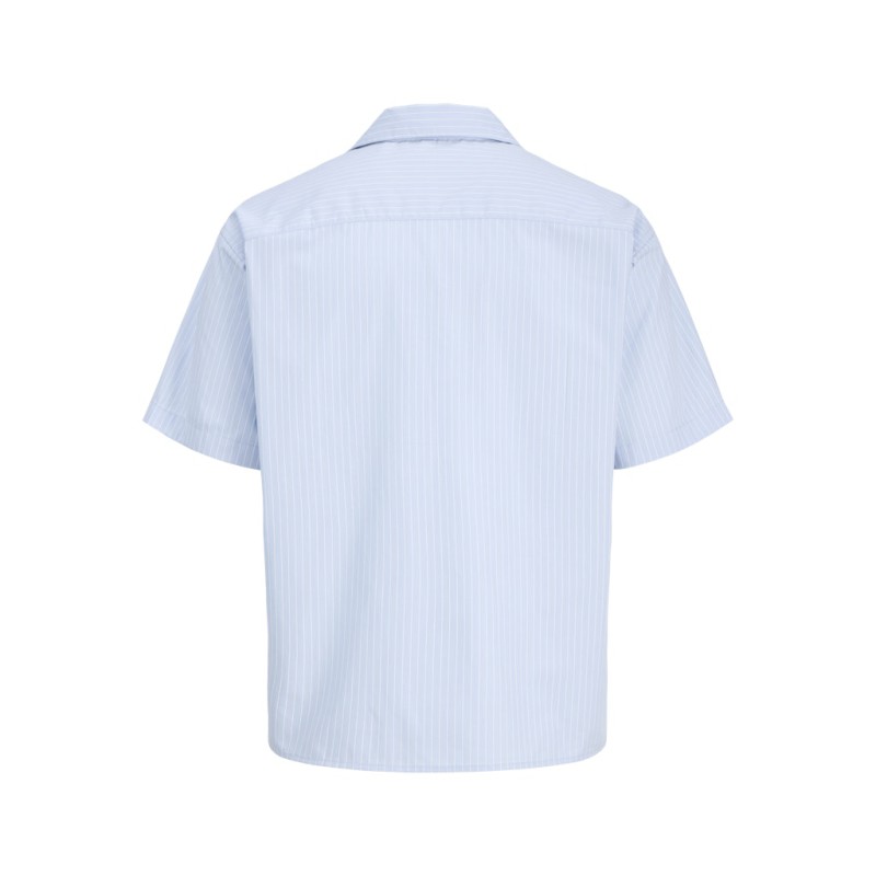 JACK & JONES Menton Poplin stripet kortærmet skjorte - Cashmere Blue