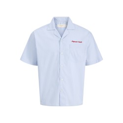 JACK & JONES Menton Poplin stripet kortærmet skjorte - Cashmere Blue