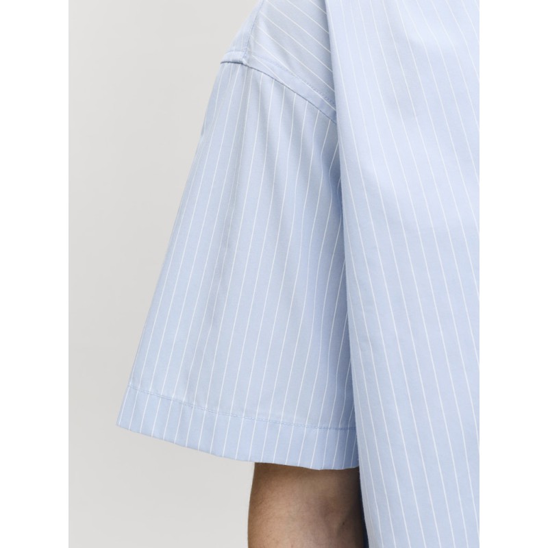 JACK & JONES Menton Poplin stripet kortærmet skjorte - Cashmere Blue