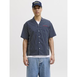 JACK & JONES Menton Poplin stripet kortærmet skjorte - Sky Captain