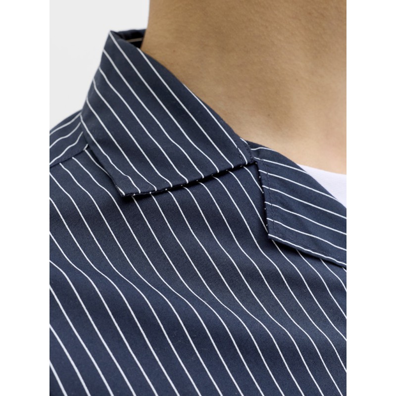 JACK & JONES Menton Poplin stripet kortærmet skjorte - Sky Captain