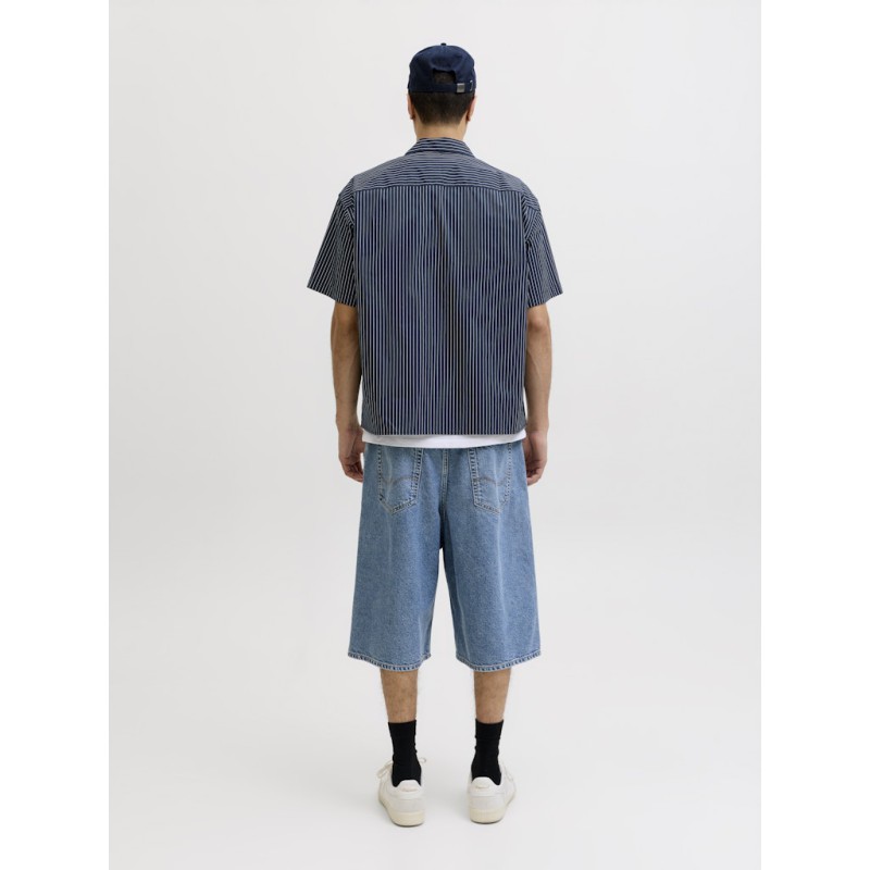 JACK & JONES Menton Poplin stripet kortærmet skjorte - Sky Captain