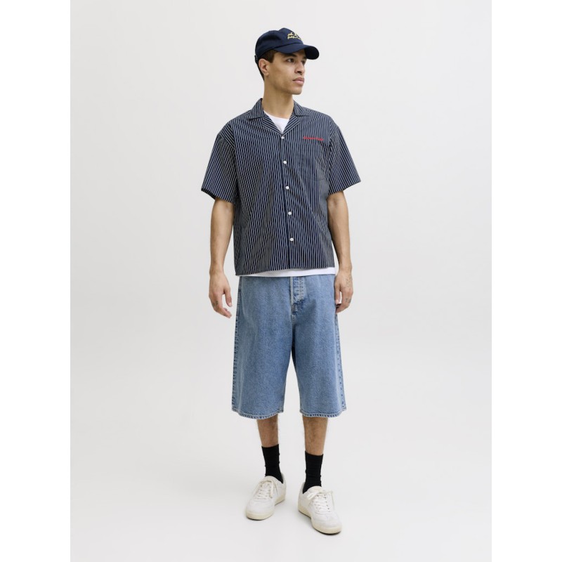 JACK & JONES Menton Poplin stripet kortærmet skjorte - Sky Captain