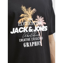 JACK & JONES PLUS Gradient kortærmet print t-shirt - Black