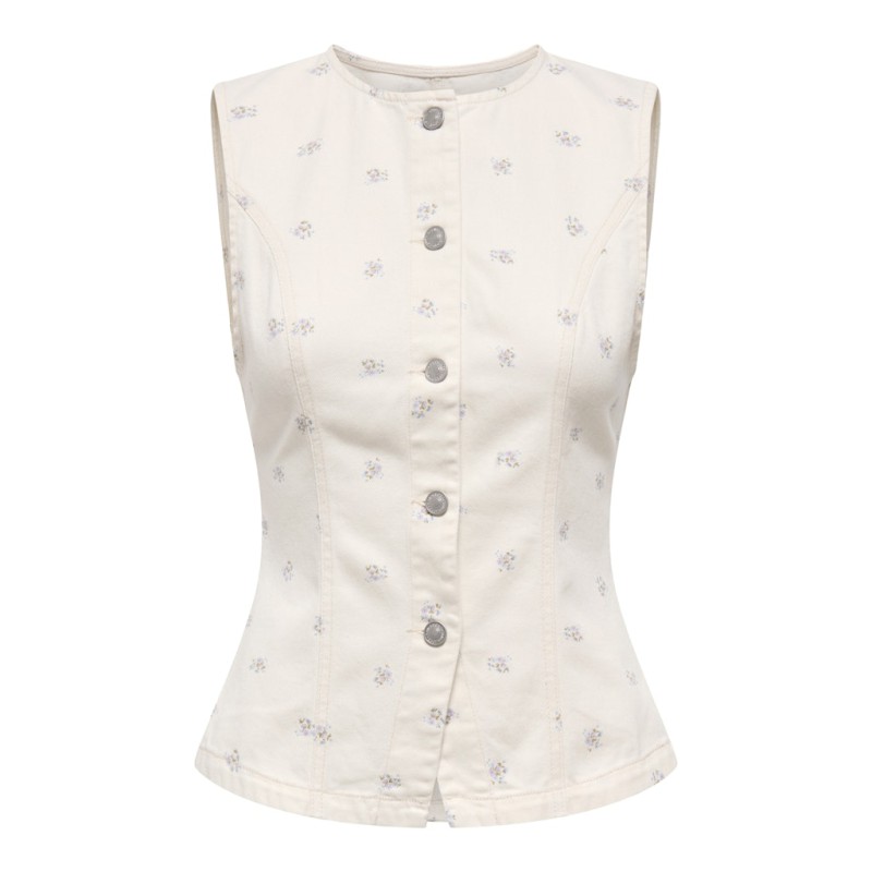 ONLY Naomi aop ærmeløs vest - Egret