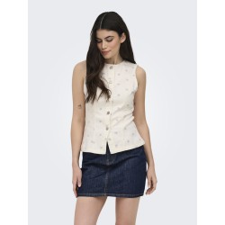 ONLY Naomi aop ærmeløs vest - Egret