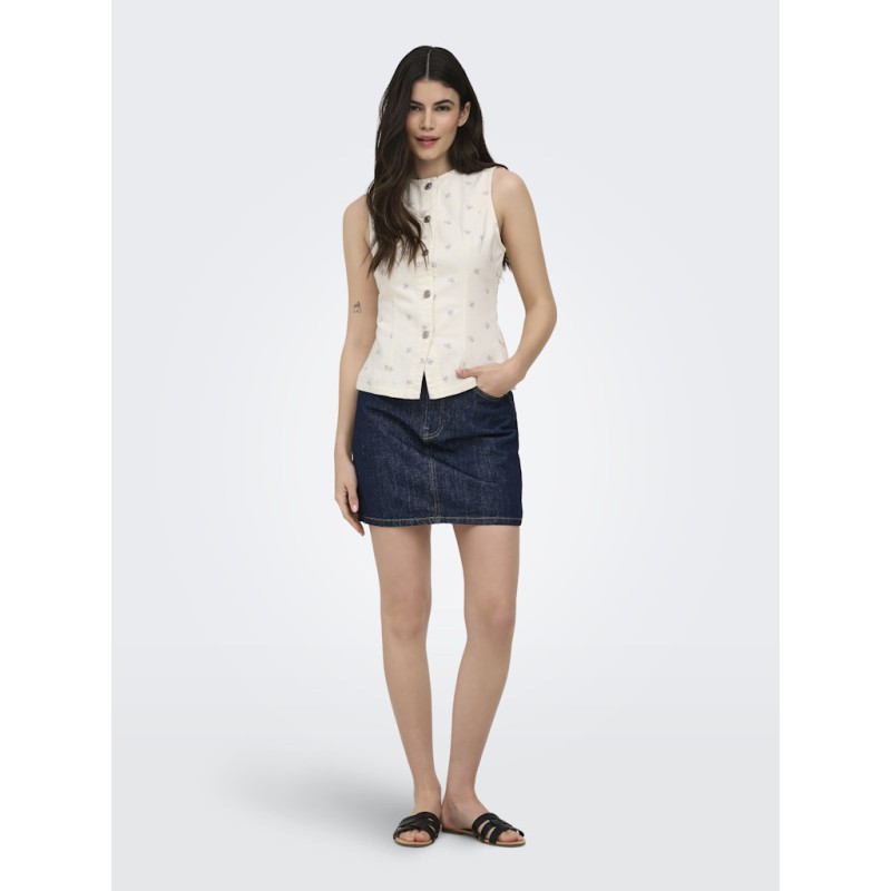 ONLY Naomi aop ærmeløs vest - Egret