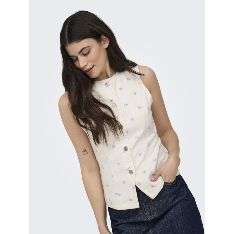 ONLY Naomi aop ærmeløs vest - Egret