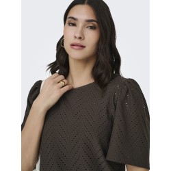 JDY Carla Cathinka kortærmet top - Chocolate Brown