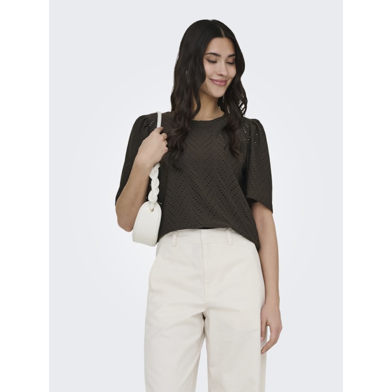 JDY Carla Cathinka kortærmet top - Chocolate Brown