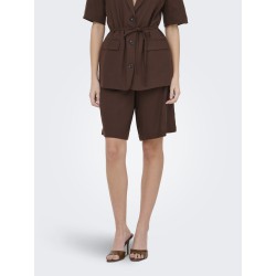 JDY Naomi hør mellem talje bermuda shorts - Chicory Coffee