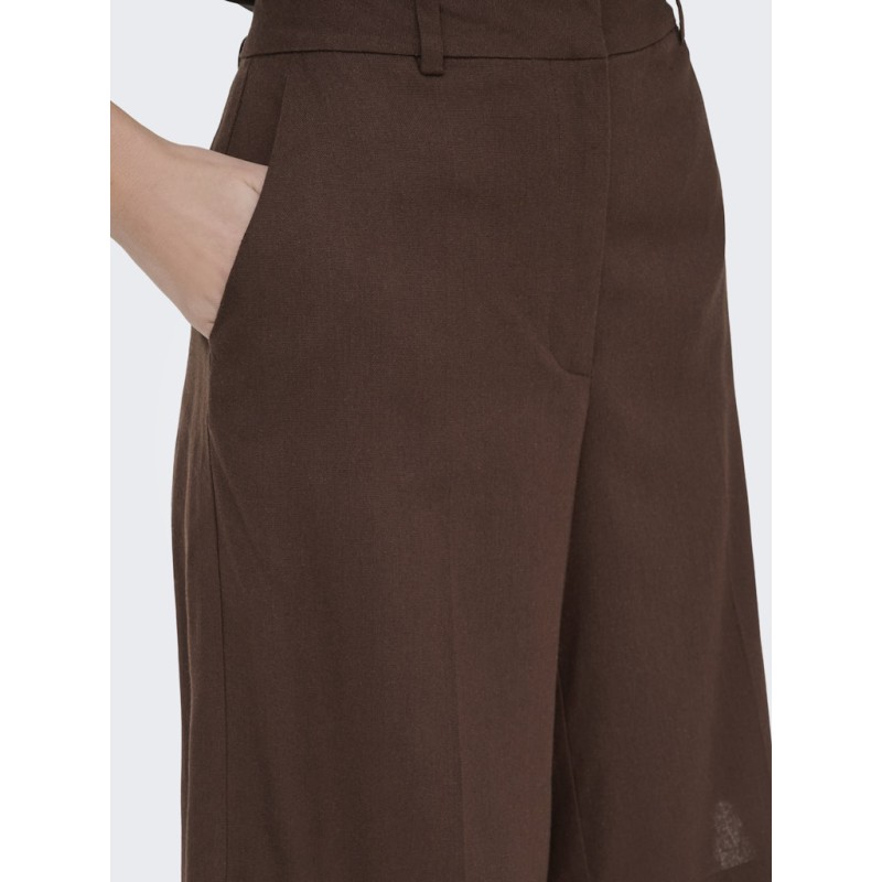 JDY Naomi hør mellem talje bermuda shorts - Chicory Coffee