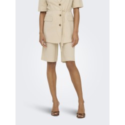JDY Naomi hør mellem talje bermuda shorts - Wheat