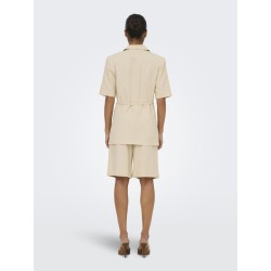 JDY Naomi hør mellem talje bermuda shorts - Wheat