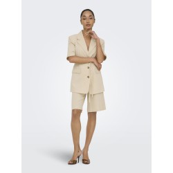 JDY Naomi hør mellem talje bermuda shorts - Wheat