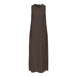 JDY Caya hør lang kjole - Chocolate Brown