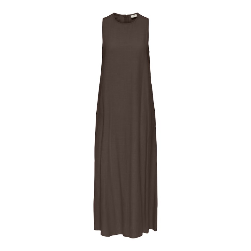 JDY Caya hør lang kjole - Chocolate Brown