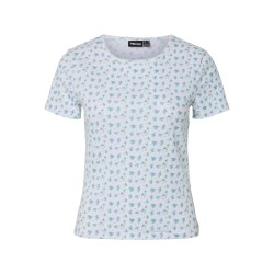 PIECES Turiel kortærmet t-shirt - Cloud Dancer Blue flowers