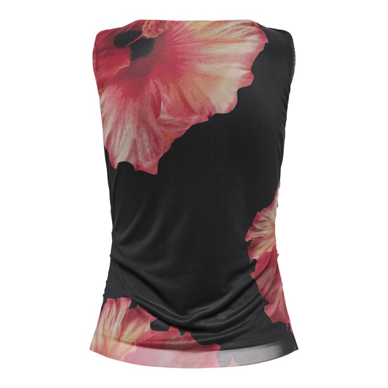 JDY Lea Mesh rouching top - Sort
