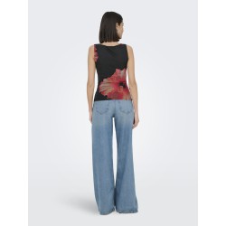 JDY Lea Mesh rouching top - Sort