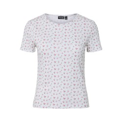 PIECES Turiel kortærmet t-shirt - Cloud Dancer Pink flowers