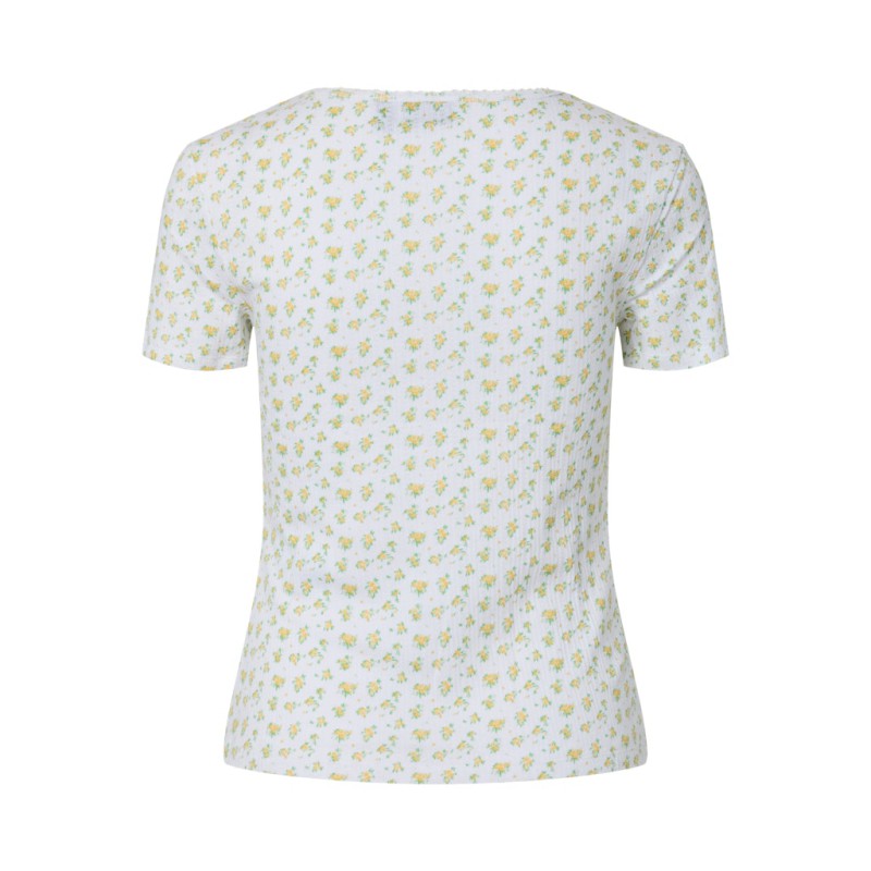 PIECES Turiel kortærmet t-shirt - Cloud Dancer Yellow flowers