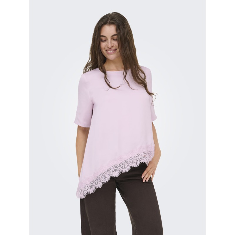 JDY Urba kortærmet asymmetrisk t-shirt - Winsome Orchid