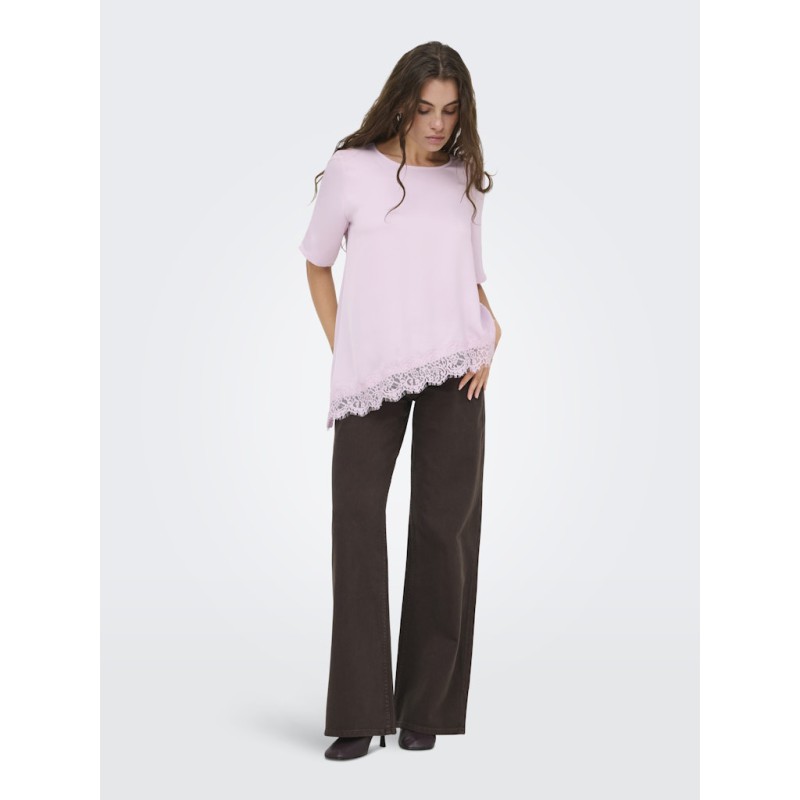 JDY Urba kortærmet asymmetrisk t-shirt - Winsome Orchid