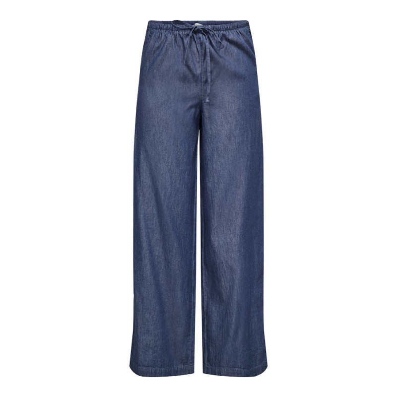 JDY Kai mellem talje snøre bukser - Medium Blue Denim