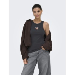 JDY Tulle broderi tanktop - Phantom
