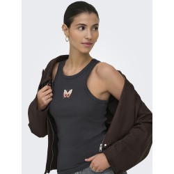 JDY Tulle broderi tanktop - Phantom
