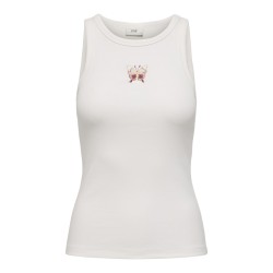JDY Tulle broderi tanktop - Cloud Dancer