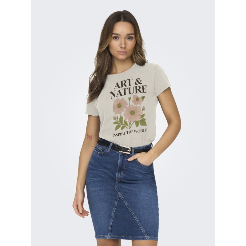 JDY Farock kortærmet print t-shirt - Cloud Dancer