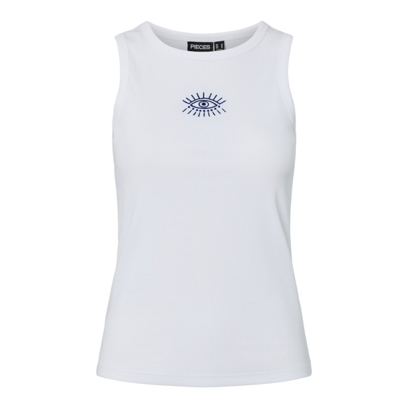 PIECES May embroidery boxer top - Bright White Mystical Eye Embroidry