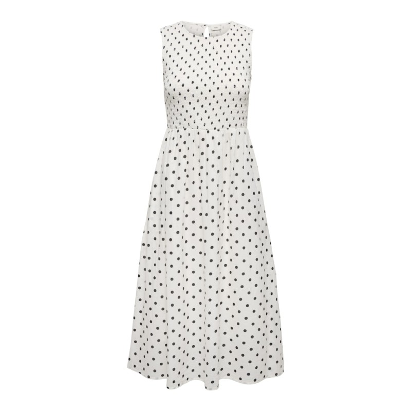 JDY Diego smock midi kjole - Cloud Dancer / Sort Dots