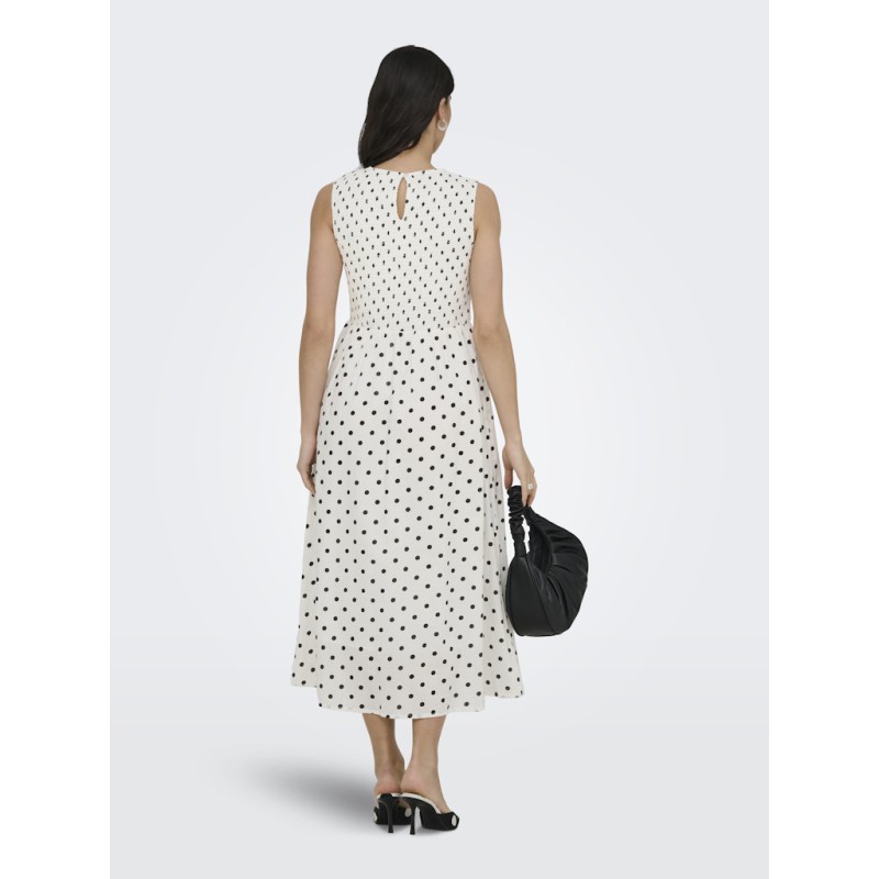 JDY Diego smock midi kjole - Cloud Dancer / Sort Dots
