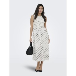 JDY Diego smock midi kjole - Cloud Dancer / Sort Dots