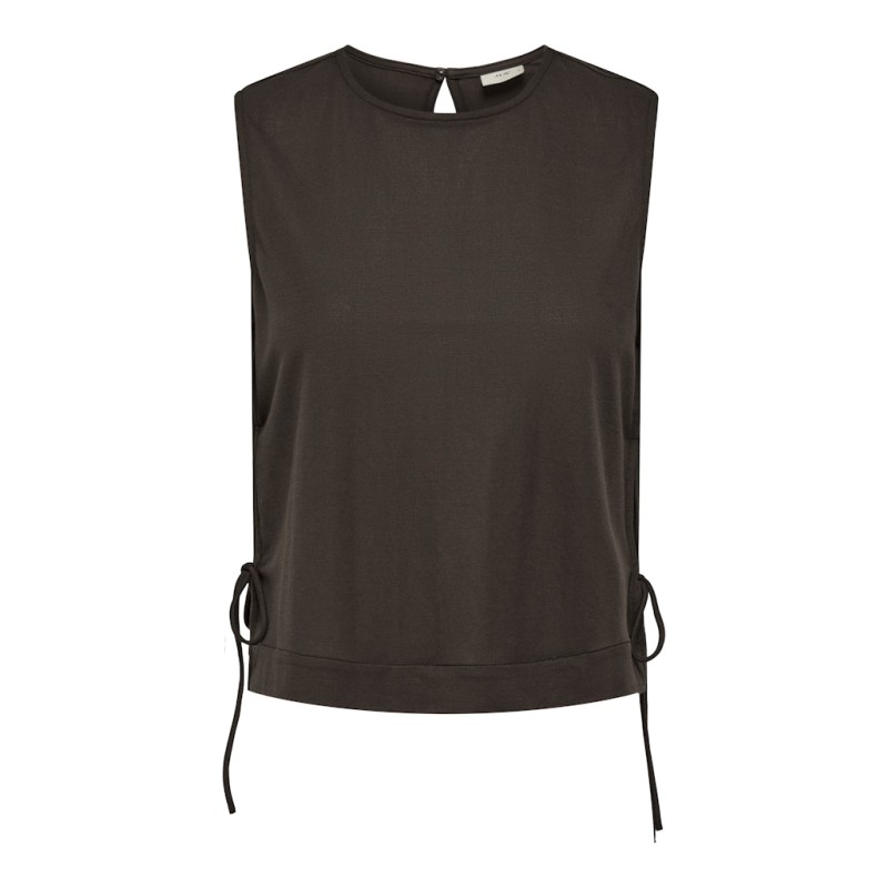 JDY Leslie kortærmet sløjfe top - Chocolate Brown
