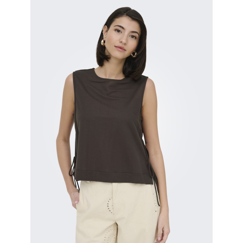 JDY Leslie kortærmet sløjfe top - Chocolate Brown